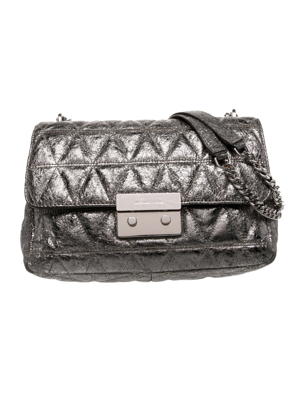 Michael Kors Quilted Metallic Gunmetal Crossbody Bag
